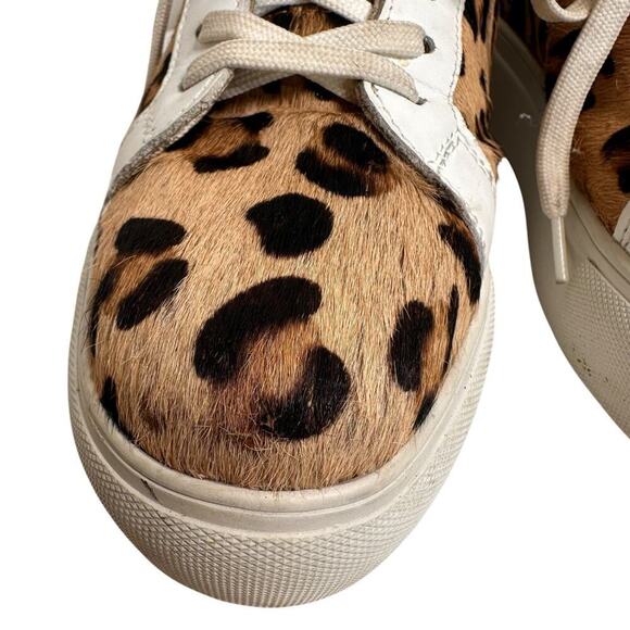 Myra Bag Sz 7.5 38 Leopard Hairon Leather Platform Sneakers Casual Mob Wife Fur - Picture 4 of 15